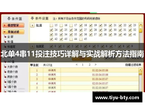 北单4串11投注技巧详解与实战解析方法指南