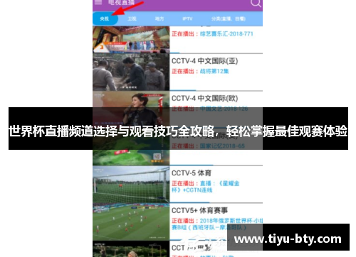 世界杯直播频道选择与观看技巧全攻略，轻松掌握最佳观赛体验